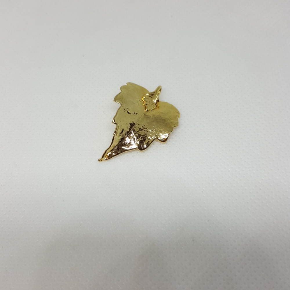 Gold Dipped Leaf Pendant Charm - image 1